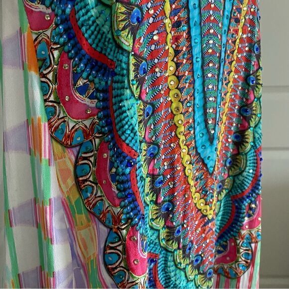 La Moda Clothing Resortwear Multicolored Kaftan Maxi Dress Size S/M - Picture 6 of 12